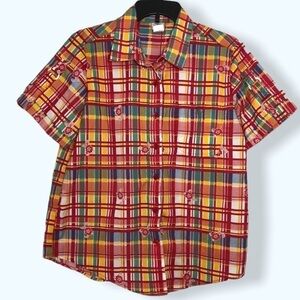Adrian Delafield Vintage Plaid Top Sz Med